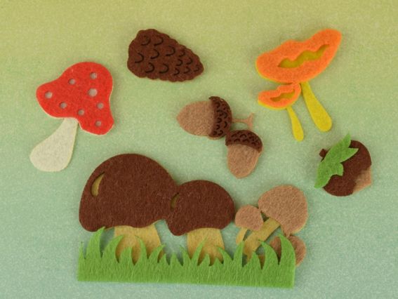 Заготовки из фетра Осень (грибы и шишки),  ассорти Чудесина