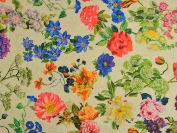 Фетр с рисунком Цветочный принт 021 сад цветы 2 мм А4 1 шт