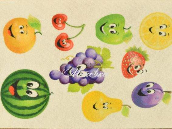 Фетр с рисунком Фрукты и ягоды 01 - с глазками, 1мм,  А4, 1 шт