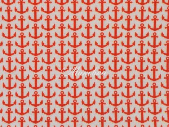 Фетр с рис. КОЛЛЕКЦИЯ №15 белый с красными якорями, 2мм ПЭ,30х40см