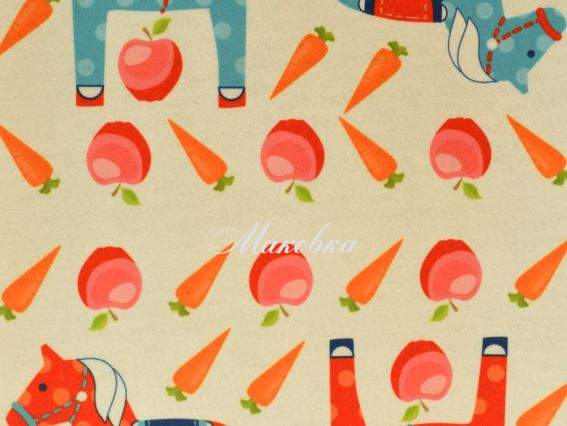 Фетр с рис №39 Лошади яблоки морковь 2мм ПЭ 30х40см Фетр с рис №39 Лошади яблоки морковь 2мм ПЭ 30х40см