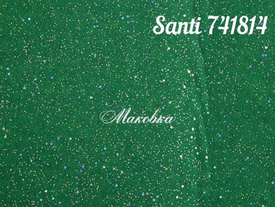 Фетр мягкий с глитером, зеленый, 741814, 21х30 см , 1 лист Santi Фетр мягкий с глитером, зеленый, 741814, 21х30 см , 1 лист Santi