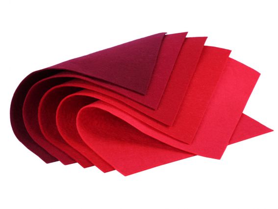 Набор цветного фетра SANTI мягкого, оттенки Красного 21х30см. 5 листов 743249