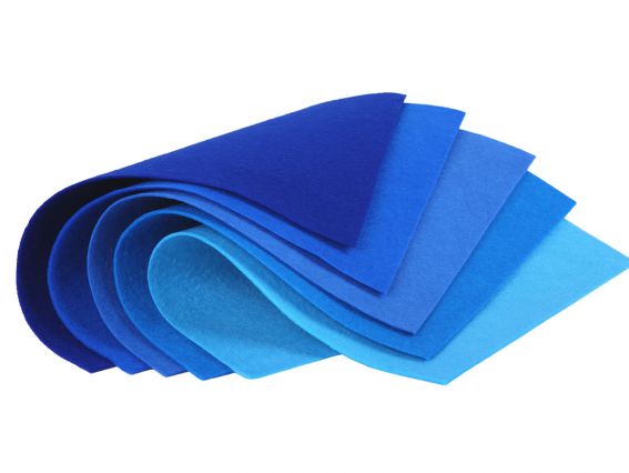 Набор цветного фетра SANTI мягкого, оттенки Синего , размер 21х30см. 5 листов 743252