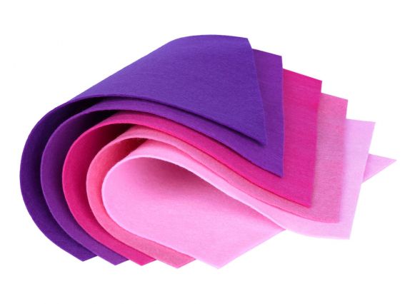 Набор цветного фетра SANTI мягкого, Розово-сиреневые оттенки 21х30см. 5 листов 743253