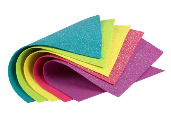 Набор цветного фетра SANTI мягкого с глиттером, Яркие цвета 21х30см. 5 листов 743260