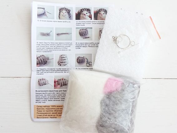 Набір для творчості фелтінг Валяння брелок Кіт Му Цін ВІ-005