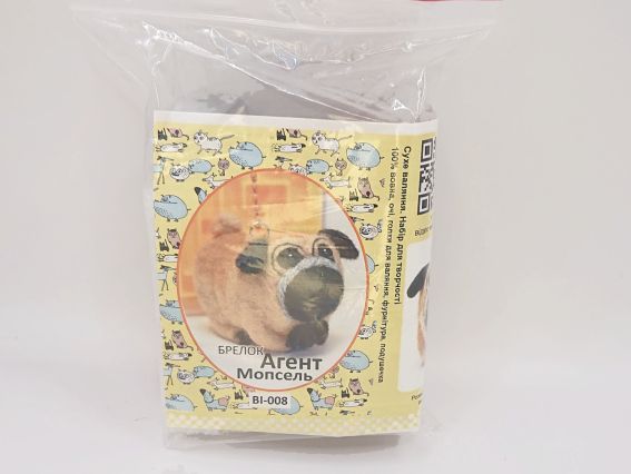 Набір для творчості фелтінг Валяння собачка-брелок Агент Мопсель ВІ-008