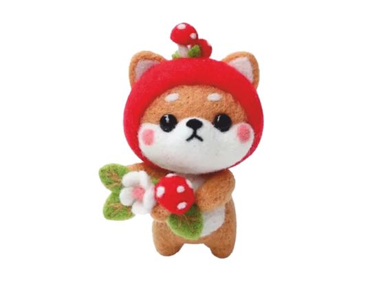 ВІ-002 Набор для творчества фелтинг Валяние Пёсик Шиба-ину мухомор