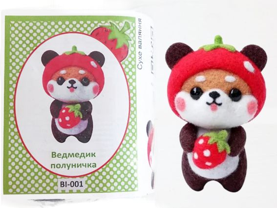 Набор для валяния ВИ-001 Медвежонок-Клубничка