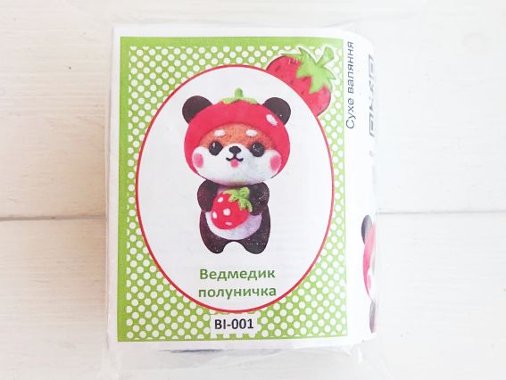 ВІ-001 Набор для творчества фелтинг Валяние Валяние Мишка-Клубничка