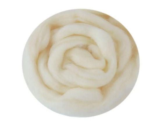 Вовна для валяния мериносовая , колір 100 біло-молочна, Наша Пряжа , 50г