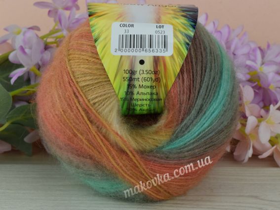 33 бірюзовий-беж-рудий