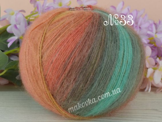 33 бірюзовий-беж-рудий