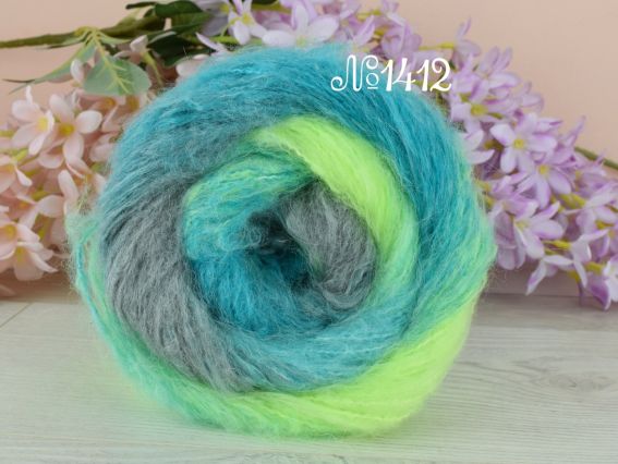 Bellissimo YarnArt пряжа 1412 неон.жовто-салатовий-зелений-смарагд-сірий