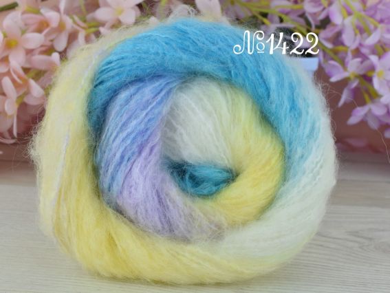 Bellissimo YarnArt пряжа 1422 св.жовтий-молочний-бірюзовий-бузковий