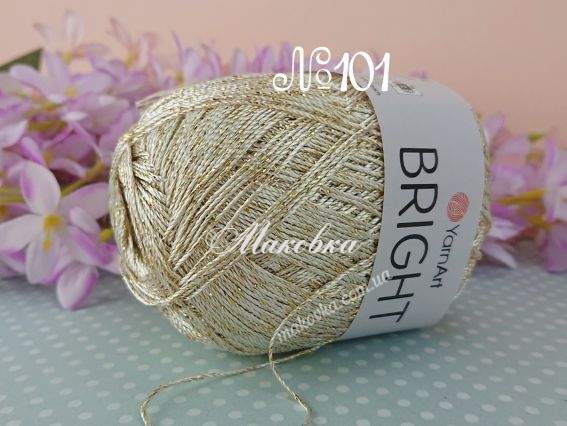 Bright Yarn Art пряжа 101 молочний + золото