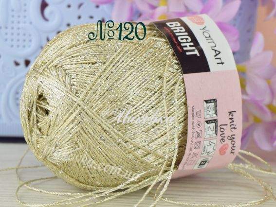 Bright Yarn Art пряжа 120 св.беж + срібний