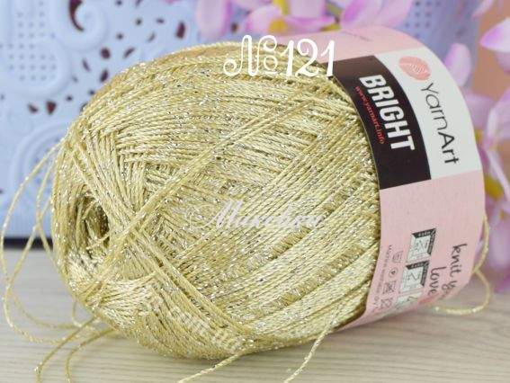 Bright Yarn Art пряжа 121 пшоничний + срібний