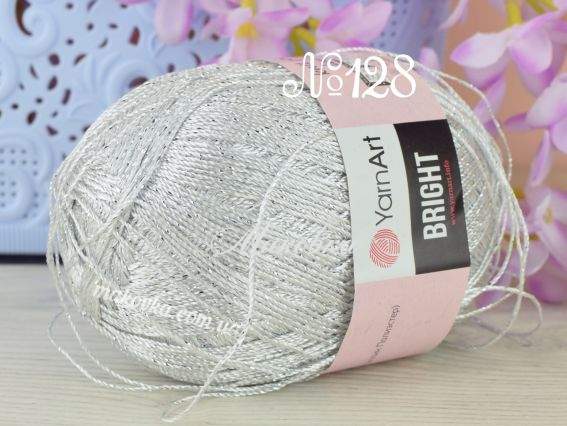Bright Yarn Art пряжа 128 світлий сірий + срібний