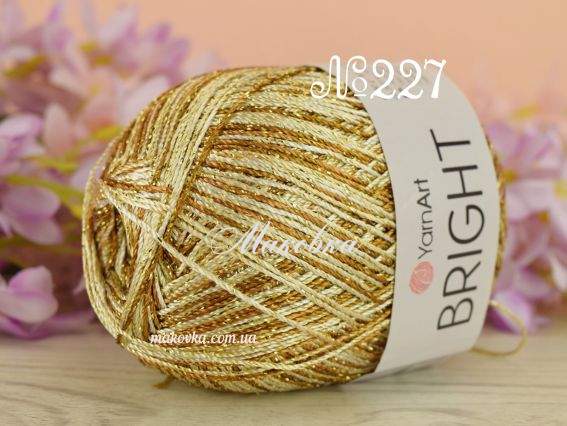 Bright Yarn Art пряжа 227 молочно-коричневий меланж + золото