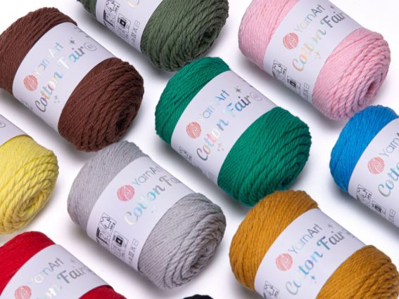 Пряжа Yarn Art Cotton Fair 4/4 Коттон Феір Ярн Арт м'яка матова бавовна середньої товщини для в'язання