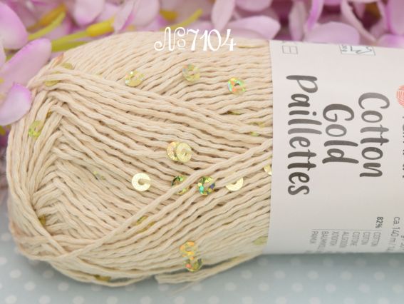 Cotton Gold Paillettes YarnArt пряжа 7104 перс.крем