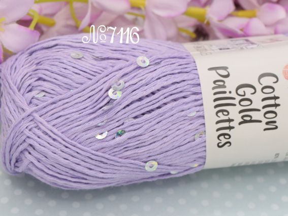 Cotton Gold Paillettes YarnArt пряжа 7116 бузковий