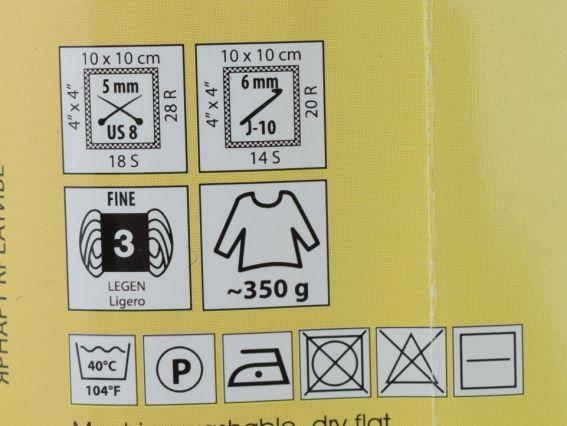 Фрагмент этикетки ниток Canarias Yarn Art