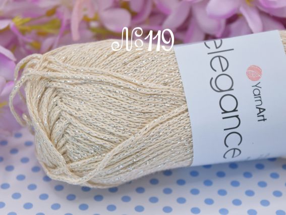 Elegance YarnArt пряжа 119  св.беж із срібним люрексом