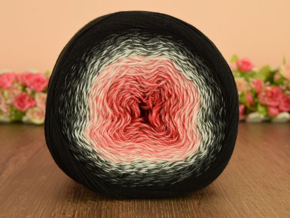 Flowers Yarn Art пряжа 260 чорний-білий-червоний