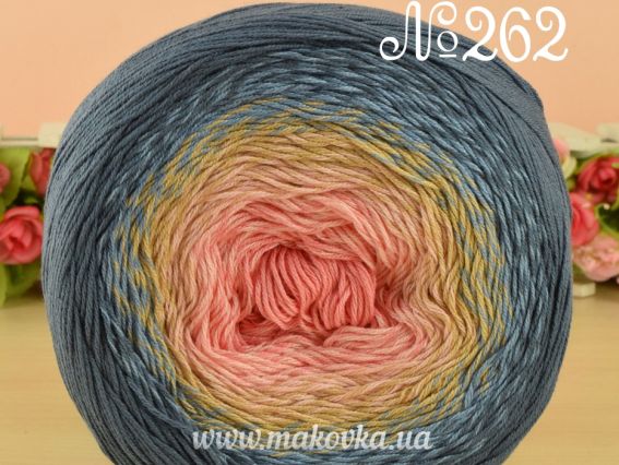 Flowers Yarn Art пряжа 262 джинс-беж-рожевий