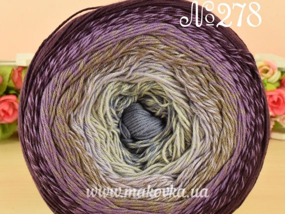 Flowers Yarn Art пряжа 278 фиолетовый-сиренево-беж-мол.-серый