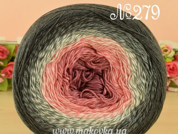 Flowers Yarn Art пряжа 279 сіро-молочно-коралловий