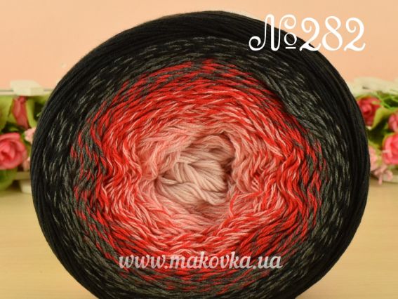Flowers Yarn Art пряжа 282 чорно-рожево-червоний