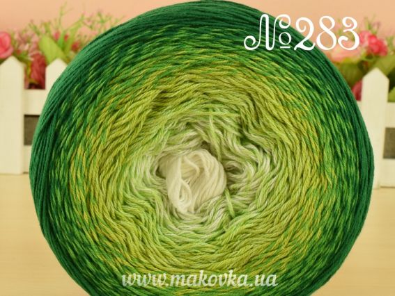 Flowers Yarn Art пряжа 283 зелений-салатовий-молочний