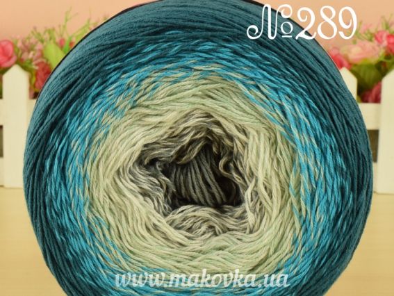 Flowers Yarn Art пряжа 289 морська.хвиля-бврюзовий-сірий