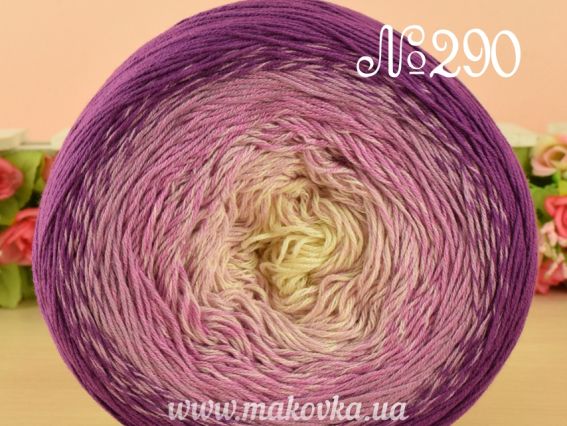 Flowers Yarn Art пряжа 290 пурпуровоо-рожево-молочний