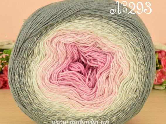 Flowers Yarn Art пряжа 293 сіро-біло-рожевий