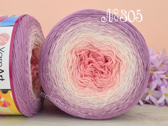 Flowers Yarn Art пряжа 305 пастельний бузковий-рожевий