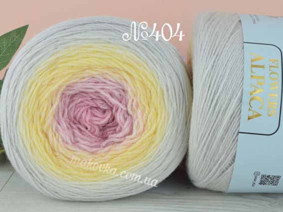 Flowers Alpaca YarnArt пряжа 404 блідий сірий- жовтий-рожевий