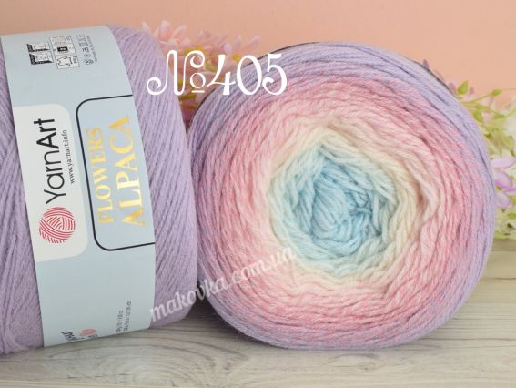 Flowers Alpaca YarnArt пряжа 405 бузок-рожевий-молочний-блакитний