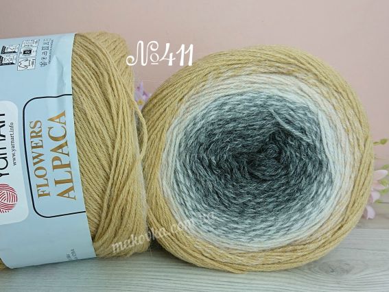 Flowers Alpaca YarnArt пряжа 411 бежеві-сірі