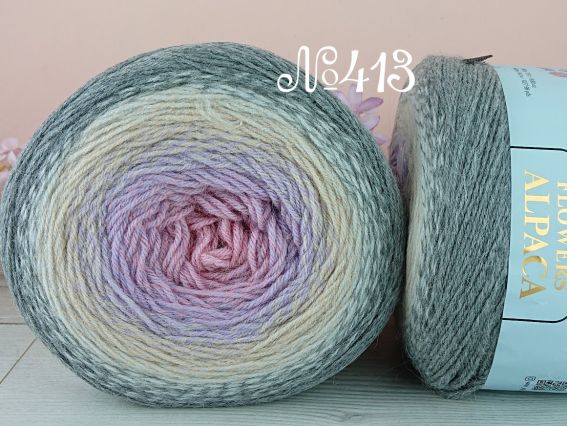 Flowers Alpaca YarnArt пряжа 413 сірий-мол-беж-бузковий-рожевий