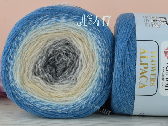 Flowers Alpaca YarnArt пряжа 417 джинс-беж-мол-сірий