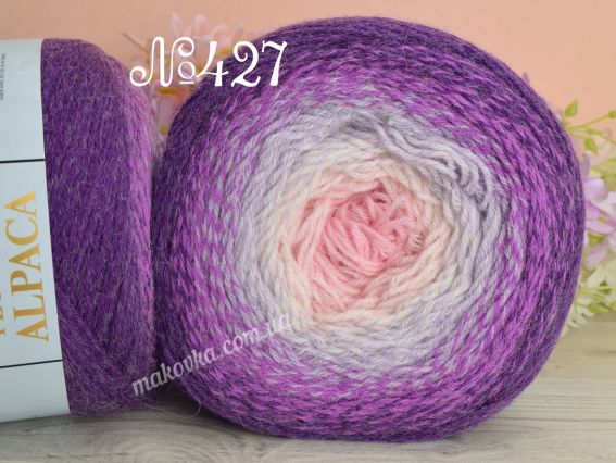 Flowers Alpaca YarnArt пряжа 427 пурпурний-бузковий-молочний-рожевий
