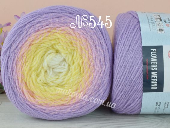Flowers MERINO YarnArt пряжа 545 бузок-рожевий-жовтий-молочний