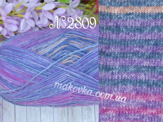 2809 світло.фіолетовий-малина-джинс-світло коричневий