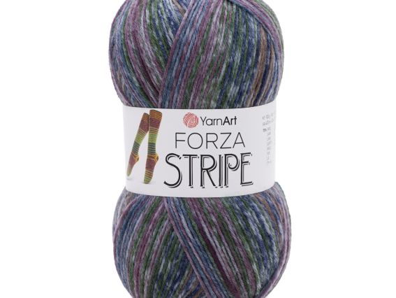 Forza Stripe YarnArt шкарпеткова пряжа 2801 синьо-зелен.-бузк.-кор