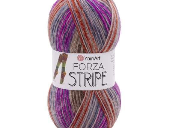 Forza Stripe YarnArt шкарпеткова пряжа 2802 фуксія-сіро-кор.-руд.-джинс